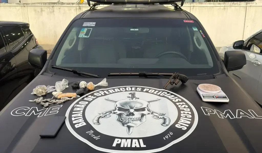 BOPE prende suspeito com revólver e drogas em Rio Largo, cidade da Região Metropolitana de Maceió